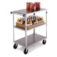Lakeside Stainless Steel Medium Duty 3 Shelves Banquet Cart, 3 Shelf Edges Up And 1 Shelf Edge Down, 19 3/8 X 35 X 36 7/8 Inch