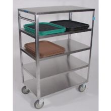 Lakeside Stainless Steel Medium Duty 5 Shelves Banquet Cart - 3 Shelf Edges Up and 1 Shelf Edge Down, 19 3/8 x 35 x 45 1/8 inch.
