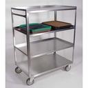 Lakeside Stainless Steel Medium Duty 4 Shelves Banquet Cart - 3 Shelf Edges Up and 1 Shelf Edge Down, 22 1/4 x 36 3/8 x 45 5/8 inch.