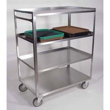 Lakeside Stainless Steel Medium Duty 4 Shelves Banquet Cart - 3 Shelf Edges Up and 1 Shelf Edge Down, 22 1/4 x 36 3/8 x 45 5/8 inch.