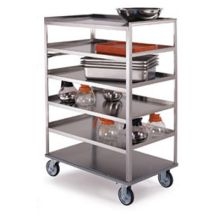 Lakeside Stainless Steel Medium Duty 6 Shelves Banquet Cart - 3 Shelf Edges Up and 1 Shelf Edge Down, 22 1/4 x 36 3/8 x 50 1/8 inch.