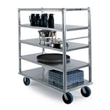 Lakeside Queen Mary Aluminum Extreme Duty 4 Shelves Banquet Cart - All Shelf Edges Down, 29 x 66 x 62 inch.