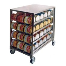 Lakeside Stainless Steel Mobile Can Storage and Dispensing Rack, 26 x 40 1/8 x 41 1/4 inch.