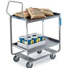 Lakeside Handler Series Heavy Duty Stainless Steel Utility Cart with 2 Shelves, 19 3/8 x 32 5/8 x 46 1/2 inch.