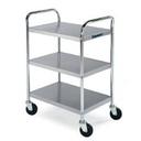 Lakeside Stainless Steel Medium Duty Traditional Series 3 Shelf Tubular Frame KD Unassembled Utility Cart, 15.5 x 24 inch Shelf.