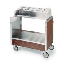 Lakeside Stainless Steel Walnut Finish Tray and Silver Cart - 120 Tray Capacity.