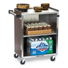 Lakeside Stainless Steel Standard Duty Walnut Vinyl Finish 3 Shelf Enclosed Cart, 16 1/2 x 27 3/4 x 32 3/4 inch.