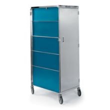 Lakeside Stainless Steel with Vinyl Exterior Compact Series 1 Front Door Tray Delivery Cart, 16 Each Tray Capacity.