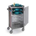 Lakeside Stainless Steel Walnut Vinyl Exterior Enclosed Late Tray Delivery/Pick Up Cart, 17 1/4 x 25 1/8 x 46 7/8 inch Overall Size.