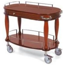 Lakeside Geneva Wood Veneer Bordeaux Serving Cart with 1 Shelf, 21 5/8 x 39 3/8 x 34 5/8 inch.