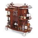 Lakeside Geneva Bordeaux Wood Veneer Wine/Liquor Serving Cart, 19 5/8 x 39 2/8 x 40 1/2 inch Overall Size.