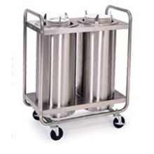 Lakeside Stainless Steel 2 Stack Non Heated Adjust a Fit Open Tubular Frame Plate Dispenser - 4 1/4 to 7 1/2 inch Accommodate Plate Size.