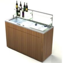 Lakeside Geneva Chalet Stainless Steel Body Ipe Wood Finish Portable Back Bar, 6 Feet