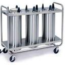 Lakeside Stainless Steel 3 Stack Heated Regular Open Tubular Frame Plate Dispenser - 9 1/4 to 10 1/8 inch Accommodate Plate Size.