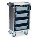 Lakeside Stainless Steel Walnut Vinyl Finish Enclosed Bussing Cart, 17 5/8 x 27 3/4 x 42 7/8 inch Overall Size.