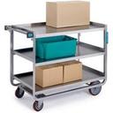 Lakeside Traditional Series Stainless Steel Tough Transport Traditional Utility Cart with 3 Shelves, 21 x 33 inch Shelf.