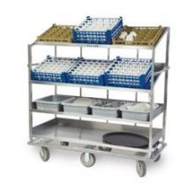 Lakeside Stainless Steel 2 Flat And 2 Angled Shelf Soiled Dish Breakdown Cart, 28 X 62 Inch Shelf
