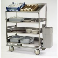 Lakeside Stainless Steel 3 Flat And 1 Angled Shelf Soiled Dish Breakdown Cart, 28 X 46 Inch Shelf