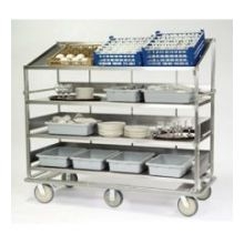Lakeside Stainless Steel 2 Flat and 2 Angled Shelf Soiled Dish Breakdown Cart, 28 x 46 inch Shelf.
