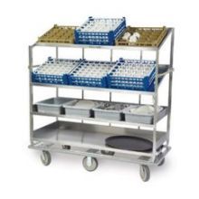 Lakeside Stainless Steel 2 Flat And 2 Angled Shelf Soiled Dish Breakdown Cart, 28 X 70 Inch Shelf