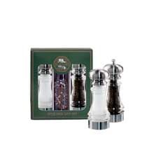 Chef Specialties Lehigh Matte Chrome Acrylic Salt And Pepper Mill Shaker Set, 7 Inch