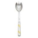 Alegacy Goldcrest Stainless Steel Notched Salad Serving Spoon - Gold Trim, 11 5/8 inch.
