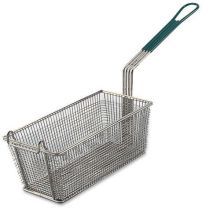 Alegacy Rectangular Wire Fry Basket With Green Plastic Handle, 12 1/2 X 6 1/4 X 4 7/8 Inch