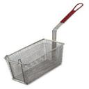 Alegacy Rectangular Wire Fry Basket with Red Plastic Handle, 12 1/2 x 6 1/4 x 4 7/8 inch.