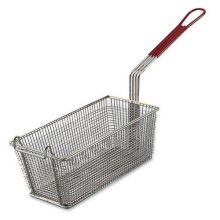 Alegacy Rectangular Wire Fry Basket with Red Plastic Handle, 12 1/2 x 6 1/4 x 4 7/8 inch.