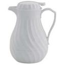 Alegacy White Insulated Pitcher with Push Button, 64 Ounce.