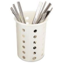 Alegacy Polyethylene White Perforated Flatware Cylinder, 5 5/8 X 4 X 4 Inch