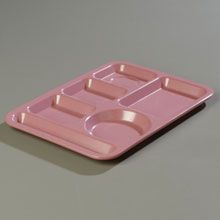 Carlisle Green Heavy Weight Sandshades-rose Granite 6 Compartment Left-hand Melamine Tray -- 12 Per Case