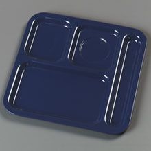 Carlisle Dark Blue Durable Melamine 4 Compartment Right Hand Tray 10 X 9 3/4 Inch -- 48 Per Case