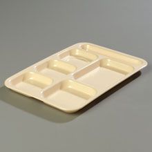 Carlisle Tan Heavy Weight 6 Compartment Right-hand Melamine Tray -- 12 Per Case