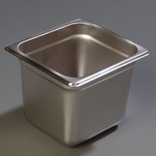 6 inch Depth DuraPan 18-8 Stainless Steel Light Gauge One Sixth Size Food Pan -- 6 per case