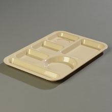 Tan ABS 6 Compartment Left-Hand Tray 13.87 x 9.87 x 0.69 inch -- 24 per case