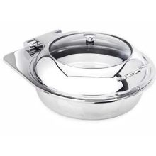 Eastern Tabletop Stainless Steel Round Induction Vessel with Hinged Glass Dome Cover, 6 Quart.