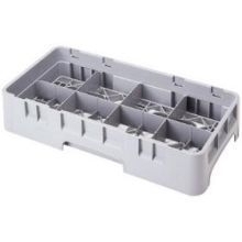 Cambro Camrack Soft Gray Half Size 8 Compartment Cup Rack, 19 3/4 x 9 7/8 x 4 inch -- 6 per case.