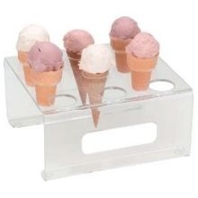 Dispense Rite Clear Acrylic 9 Section Ice Cream Cone Holder, 5 x 9 3/4 x 9 1/4 inch -- 3 per case.