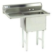 Advance Tabco Stainless Steel 1 Compartment Fabricated Sink, 18 x 18 inch Bowl - with 18 inch One Side Left Drainboard.