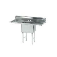 Advance Tabco Stainless Steel 1 Compartment Fabricated Sink, 18 X 24 inch Bowl - with 18 inch Right and Left Drainboard.