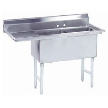 Advance Tabco FS Series Stainless Steel 2 Compartment Fabricated Sink, 18 x 18 inch Bowl - with 18 inch One Side Left Drainboard.