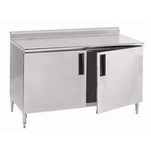 Stainless Steel 1 1/2 inch Splash Enclosed Base Work Table With Hinge Door, 24X144 inch.