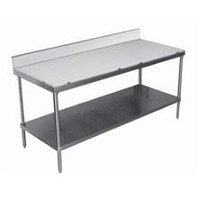 Stainless Steel Poly-Top Table with 6 inch Backsplash and Undershelf, 24 x 48 inch.