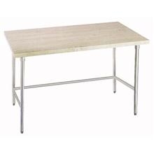Wood Top Table with Open Galvanized Base, 24 x 60 inch.