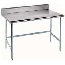 Super Saver Stainless Steel Work Table, 5 inch Back Splash With Galvanized Legs, Open Base, 24 x 24 inch.