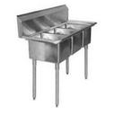 Aero 18 Gauge 304 Stainless Three Compartment NSF Sink, 30.5 x 77 x 25 inch.