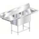 Aero 16 Gauge 430 Stainless Two Compartment NSF Sink, 30 x 99 x 26 inch.