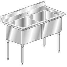Aero 16 Gauge 430 Stainless Two Compartment NSF Sink, 30.5 x 55 x 26 inch.