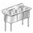 Aero 16 Gauge 430 Stainless Three Compartment NSF Sink, 36.5 x 65 x 32 inch.